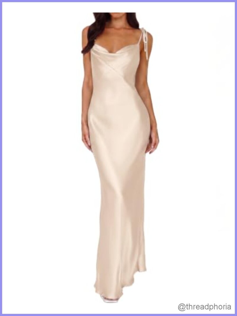 Satin Cowl Neck Spaghetti Strap Maxi Dress Formal Wedding Guest